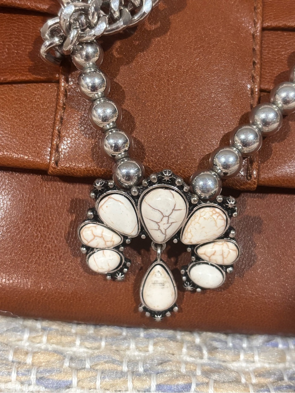 Vintage Silver-Tone Squash Bloom Necklace